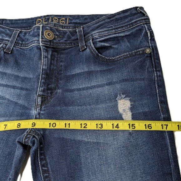 DL1961 Womens Low Rise Skinny Jeans Amanda Sz 28 x 29 Distressed Blue - Picture 12 of 16